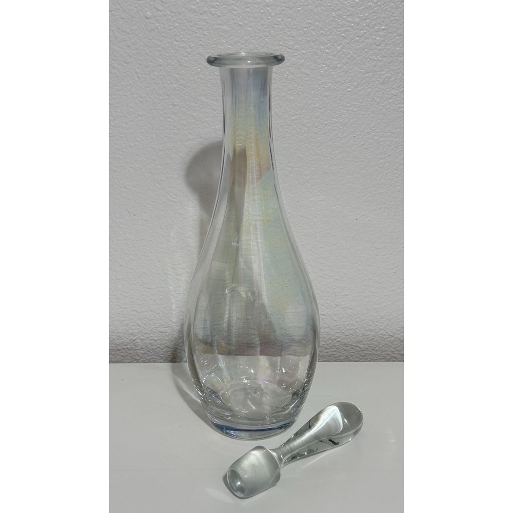 Vintage Toscany Handblown Iridescent Decanter Genie Bottle With Stopper 15" - Picture 3 of 16